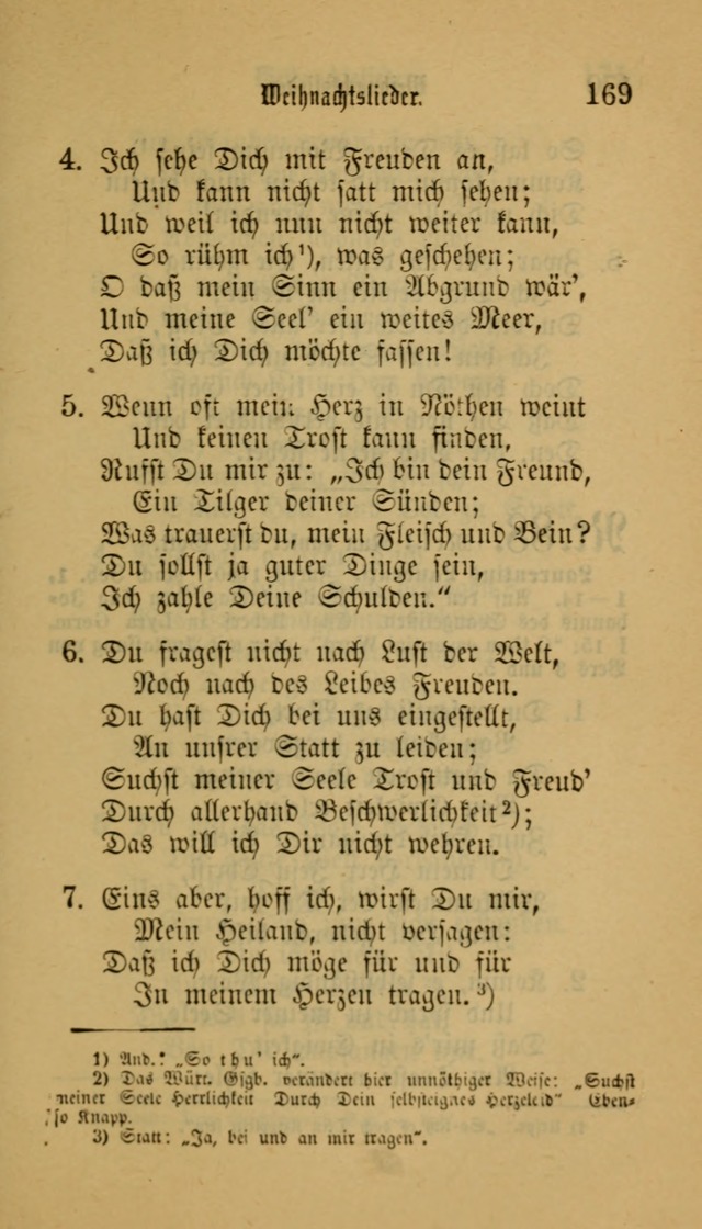 Deutsches Gesangbuch: eine auswahl geistlicher Lieder aus allen Zeiten der Christlichen Kirche für kirchliche und häusliche Gebrauch (Neue, verb. und verm. Aufl) page 169