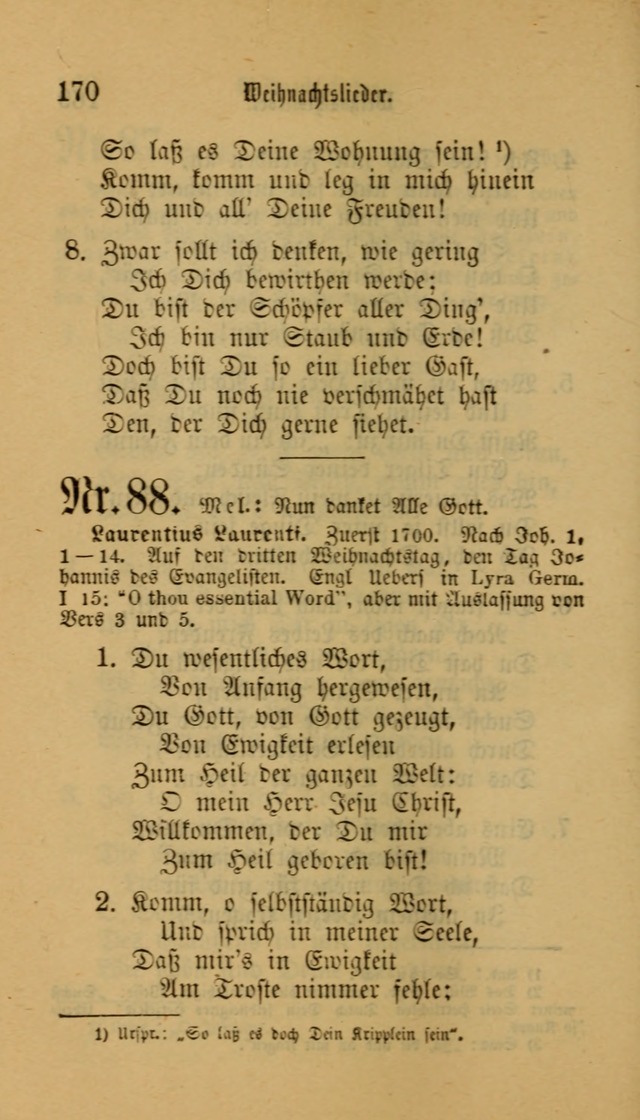 Deutsches Gesangbuch: eine auswahl geistlicher Lieder aus allen Zeiten der Christlichen Kirche für kirchliche und häusliche Gebrauch (Neue, verb. und verm. Aufl) page 170