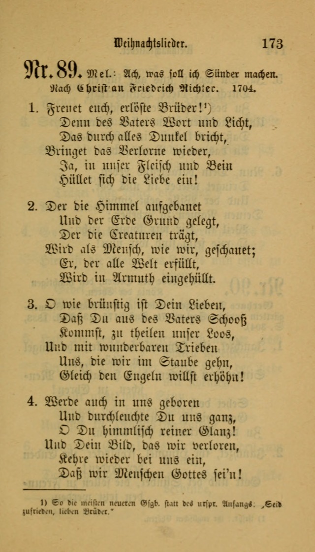 Deutsches Gesangbuch: eine auswahl geistlicher Lieder aus allen Zeiten der Christlichen Kirche für kirchliche und häusliche Gebrauch (Neue, verb. und verm. Aufl) page 173