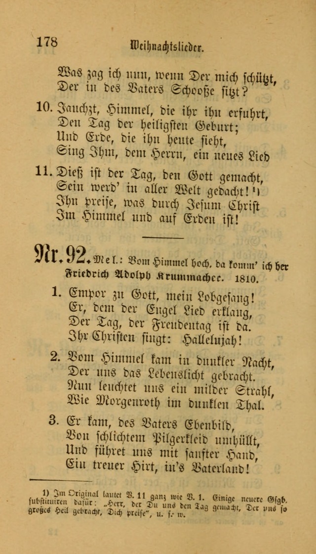 Deutsches Gesangbuch: eine auswahl geistlicher Lieder aus allen Zeiten der Christlichen Kirche für kirchliche und häusliche Gebrauch (Neue, verb. und verm. Aufl) page 178