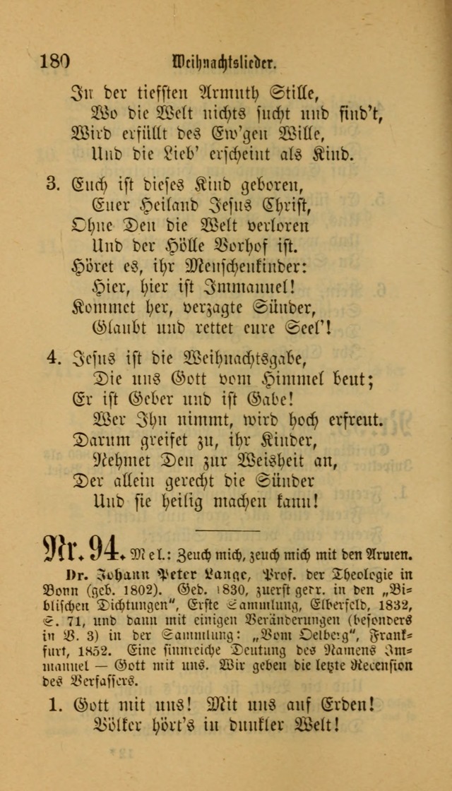 Deutsches Gesangbuch: eine auswahl geistlicher Lieder aus allen Zeiten der Christlichen Kirche für kirchliche und häusliche Gebrauch (Neue, verb. und verm. Aufl) page 180