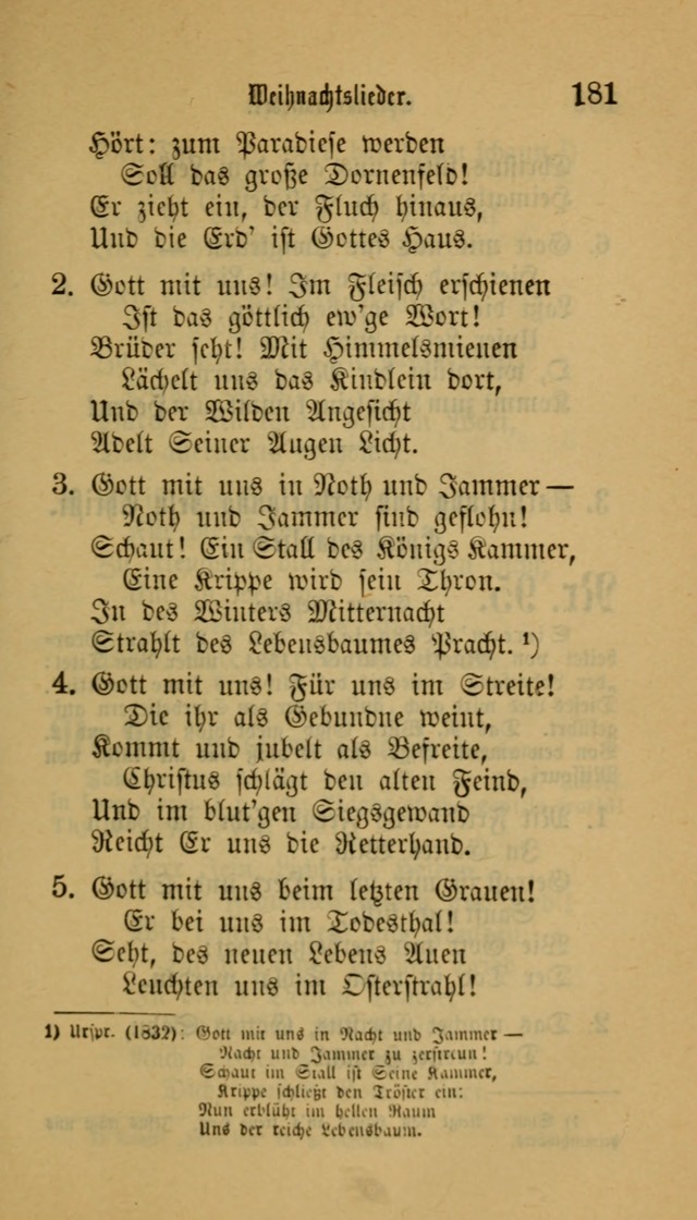 Deutsches Gesangbuch: eine auswahl geistlicher Lieder aus allen Zeiten der Christlichen Kirche für kirchliche und häusliche Gebrauch (Neue, verb. und verm. Aufl) page 181