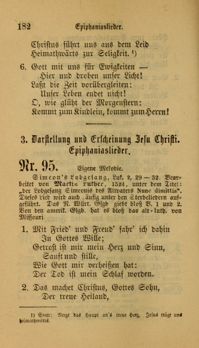 Deutsches Gesangbuch: eine auswahl geistlicher Lieder aus allen Zeiten der Christlichen Kirche für kirchliche und häusliche Gebrauch (Neue, verb. und verm. Aufl) page 182