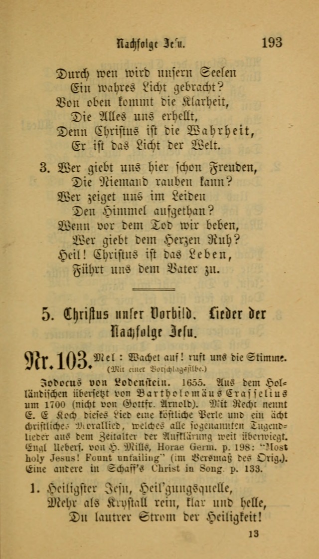 Deutsches Gesangbuch: eine auswahl geistlicher Lieder aus allen Zeiten der Christlichen Kirche für kirchliche und häusliche Gebrauch (Neue, verb. und verm. Aufl) page 193