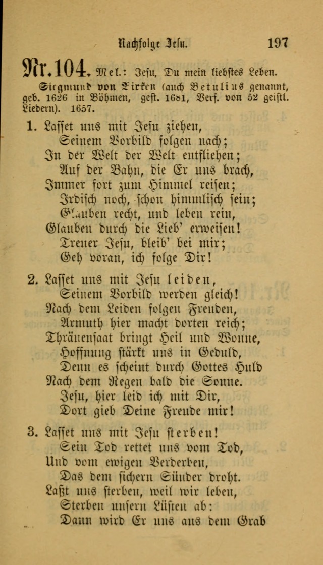 Deutsches Gesangbuch: eine auswahl geistlicher Lieder aus allen Zeiten der Christlichen Kirche für kirchliche und häusliche Gebrauch (Neue, verb. und verm. Aufl) page 197