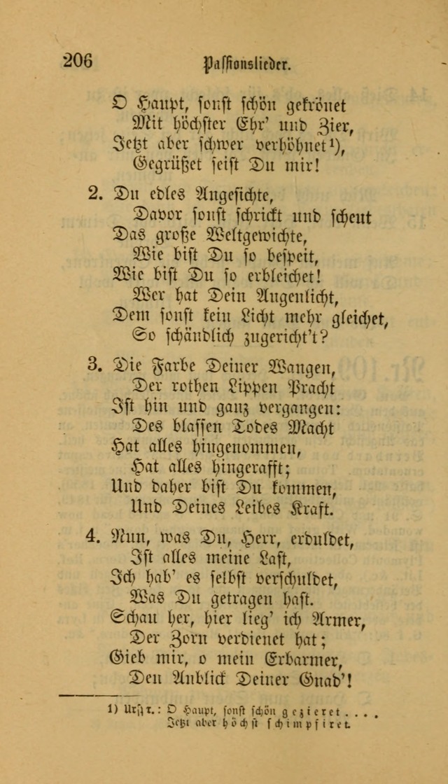 Deutsches Gesangbuch: eine auswahl geistlicher Lieder aus allen Zeiten der Christlichen Kirche für kirchliche und häusliche Gebrauch (Neue, verb. und verm. Aufl) page 206