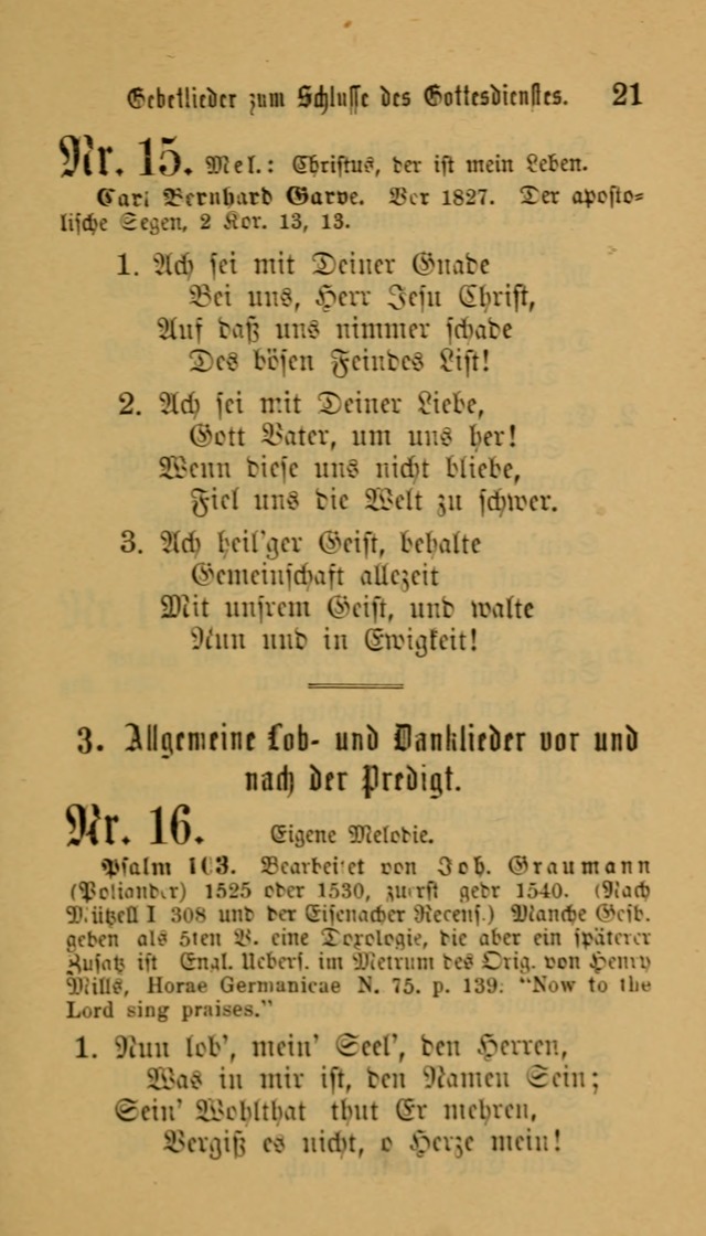 Deutsches Gesangbuch: eine auswahl geistlicher Lieder aus allen Zeiten der Christlichen Kirche für kirchliche und häusliche Gebrauch (Neue, verb. und verm. Aufl) page 21