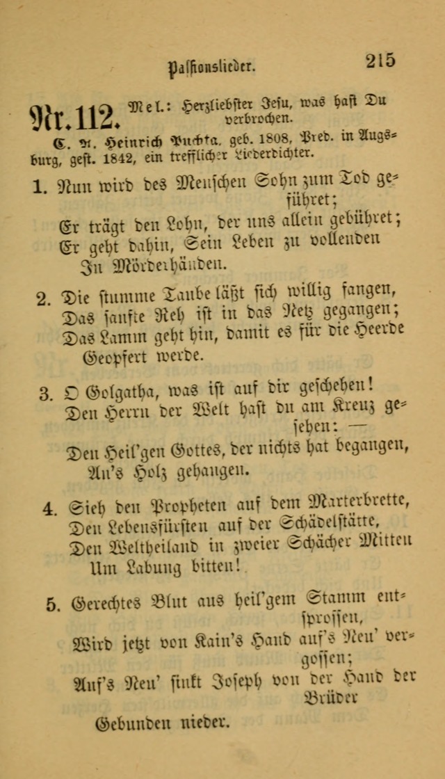 Deutsches Gesangbuch: eine auswahl geistlicher Lieder aus allen Zeiten der Christlichen Kirche für kirchliche und häusliche Gebrauch (Neue, verb. und verm. Aufl) page 215