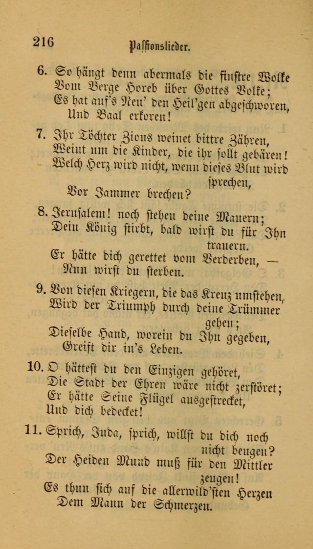 Deutsches Gesangbuch: eine auswahl geistlicher Lieder aus allen Zeiten der Christlichen Kirche für kirchliche und häusliche Gebrauch (Neue, verb. und verm. Aufl) page 216