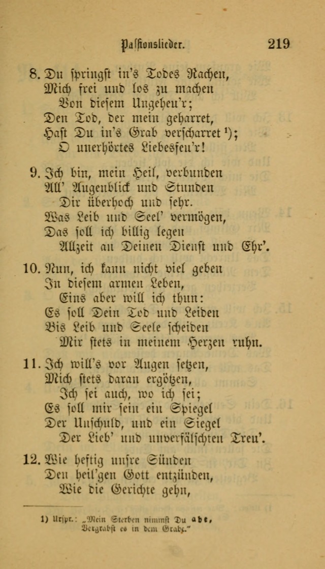 Deutsches Gesangbuch: eine auswahl geistlicher Lieder aus allen Zeiten der Christlichen Kirche für kirchliche und häusliche Gebrauch (Neue, verb. und verm. Aufl) page 219