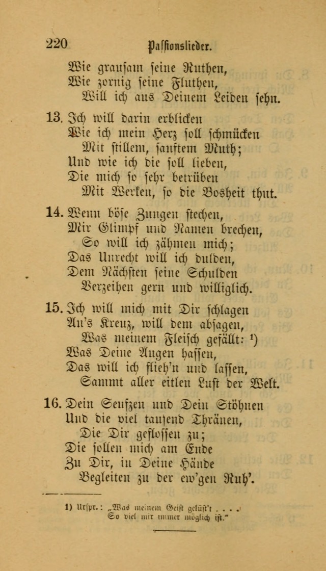 Deutsches Gesangbuch: eine auswahl geistlicher Lieder aus allen Zeiten der Christlichen Kirche für kirchliche und häusliche Gebrauch (Neue, verb. und verm. Aufl) page 220