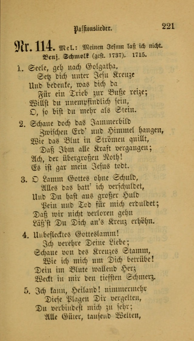 Deutsches Gesangbuch: eine auswahl geistlicher Lieder aus allen Zeiten der Christlichen Kirche für kirchliche und häusliche Gebrauch (Neue, verb. und verm. Aufl) page 221