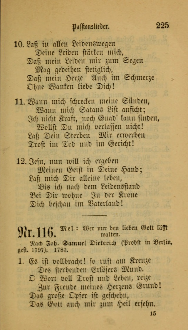 Deutsches Gesangbuch: eine auswahl geistlicher Lieder aus allen Zeiten der Christlichen Kirche für kirchliche und häusliche Gebrauch (Neue, verb. und verm. Aufl) page 225