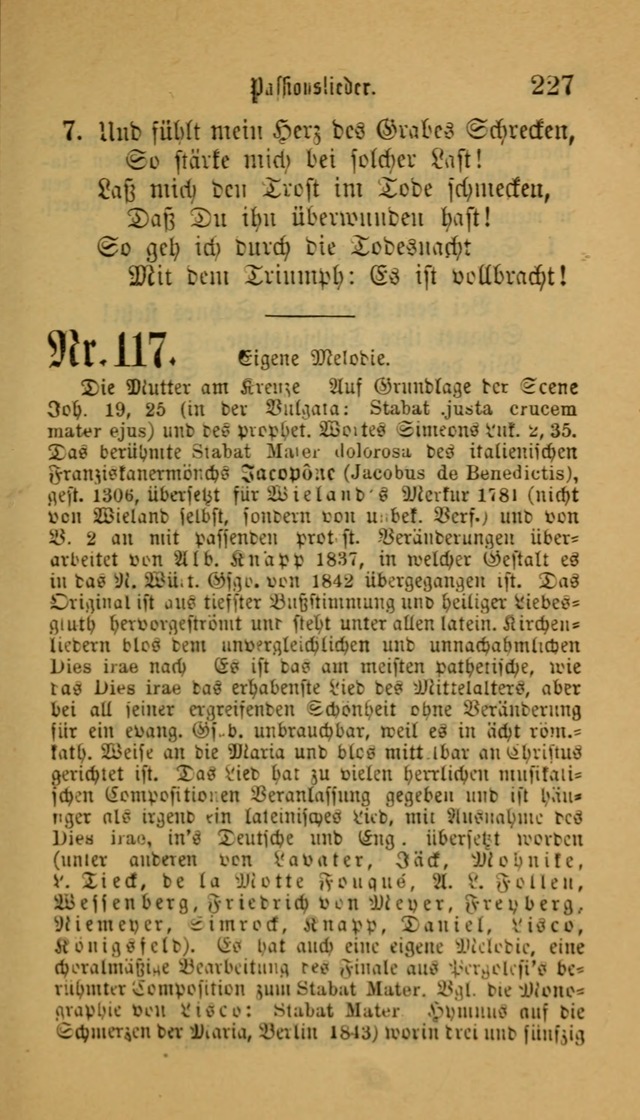 Deutsches Gesangbuch: eine auswahl geistlicher Lieder aus allen Zeiten der Christlichen Kirche für kirchliche und häusliche Gebrauch (Neue, verb. und verm. Aufl) page 227