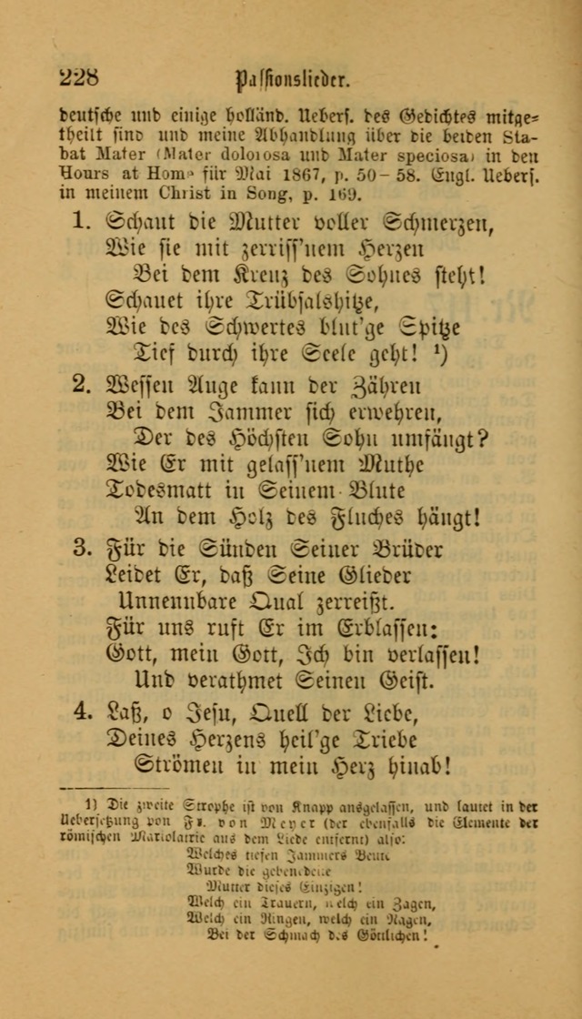 Deutsches Gesangbuch: eine auswahl geistlicher Lieder aus allen Zeiten der Christlichen Kirche für kirchliche und häusliche Gebrauch (Neue, verb. und verm. Aufl) page 228