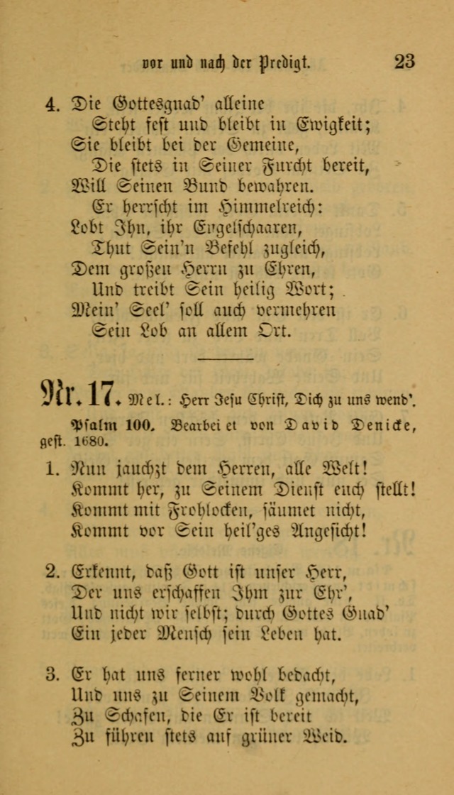 Deutsches Gesangbuch: eine auswahl geistlicher Lieder aus allen Zeiten der Christlichen Kirche für kirchliche und häusliche Gebrauch (Neue, verb. und verm. Aufl) page 23