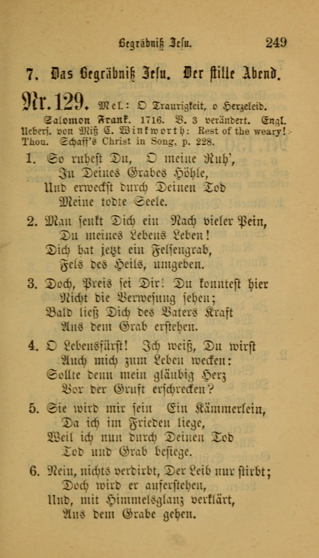 Deutsches Gesangbuch: eine auswahl geistlicher Lieder aus allen Zeiten der Christlichen Kirche für kirchliche und häusliche Gebrauch (Neue, verb. und verm. Aufl) page 249