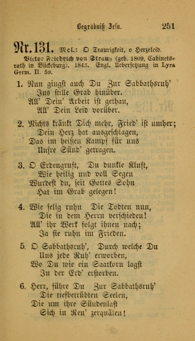 Deutsches Gesangbuch: eine auswahl geistlicher Lieder aus allen Zeiten der Christlichen Kirche für kirchliche und häusliche Gebrauch (Neue, verb. und verm. Aufl) page 251