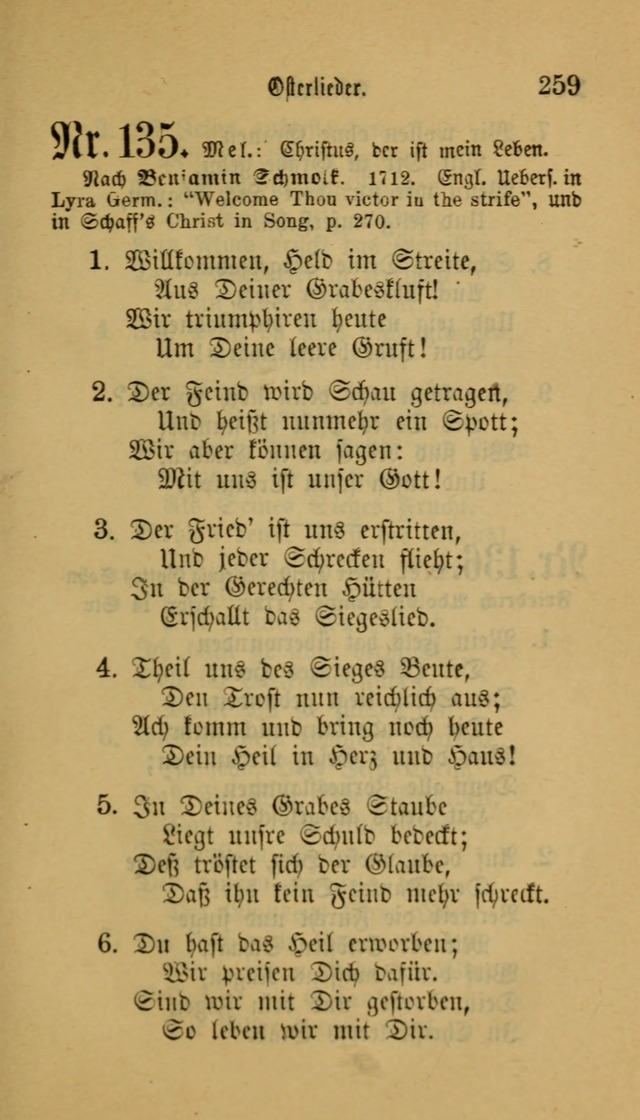 Deutsches Gesangbuch: eine auswahl geistlicher Lieder aus allen Zeiten der Christlichen Kirche für kirchliche und häusliche Gebrauch (Neue, verb. und verm. Aufl) page 259