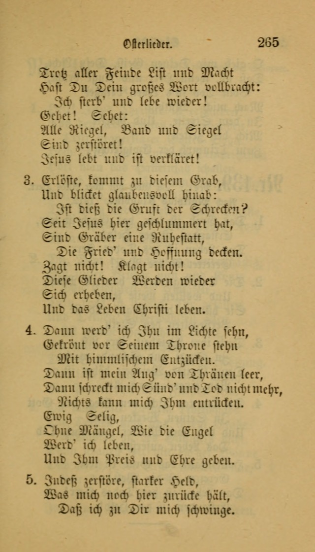 Deutsches Gesangbuch: eine auswahl geistlicher Lieder aus allen Zeiten der Christlichen Kirche für kirchliche und häusliche Gebrauch (Neue, verb. und verm. Aufl) page 265