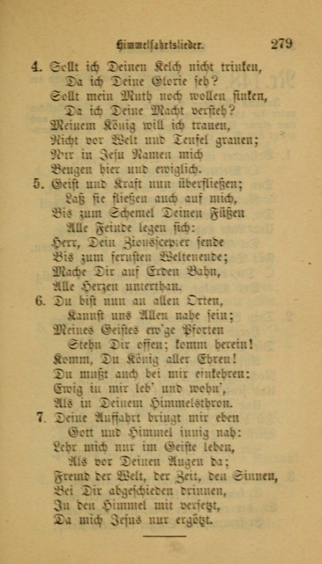 Deutsches Gesangbuch: eine auswahl geistlicher Lieder aus allen Zeiten der Christlichen Kirche für kirchliche und häusliche Gebrauch (Neue, verb. und verm. Aufl) page 279