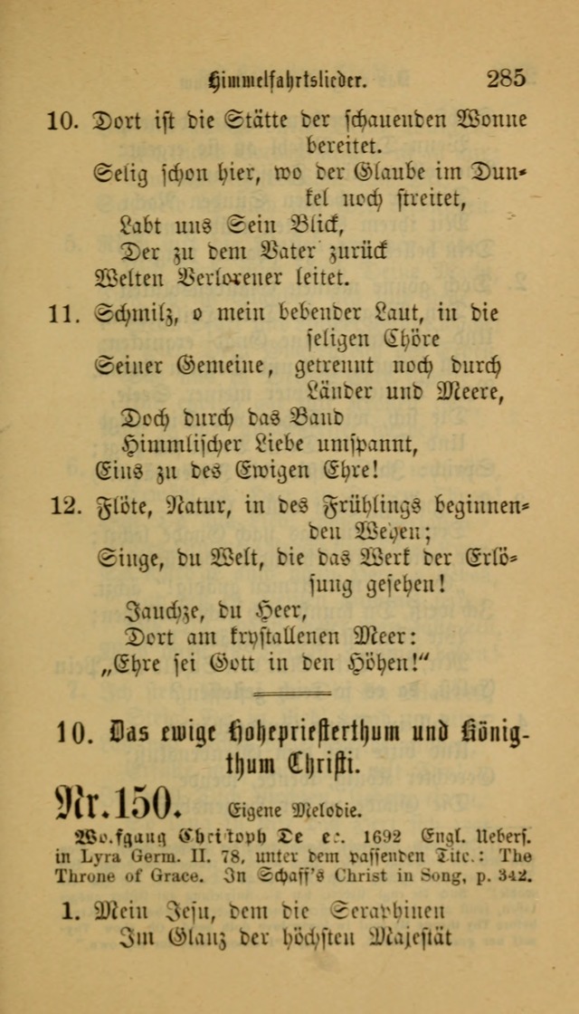 Deutsches Gesangbuch: eine auswahl geistlicher Lieder aus allen Zeiten der Christlichen Kirche für kirchliche und häusliche Gebrauch (Neue, verb. und verm. Aufl) page 285