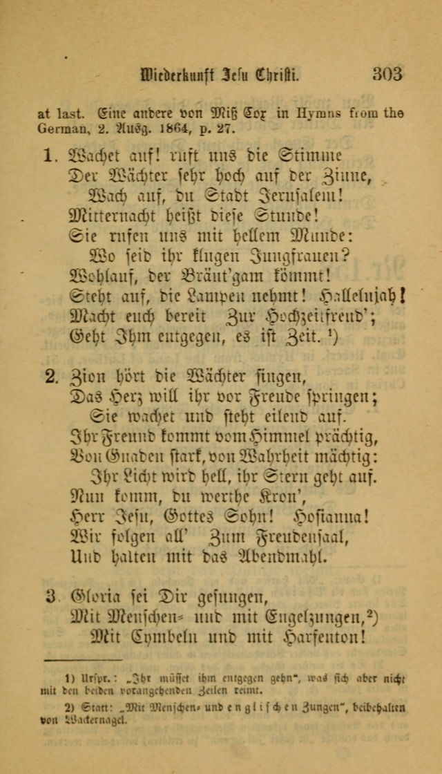 Deutsches Gesangbuch: eine auswahl geistlicher Lieder aus allen Zeiten der Christlichen Kirche für kirchliche und häusliche Gebrauch (Neue, verb. und verm. Aufl) page 303