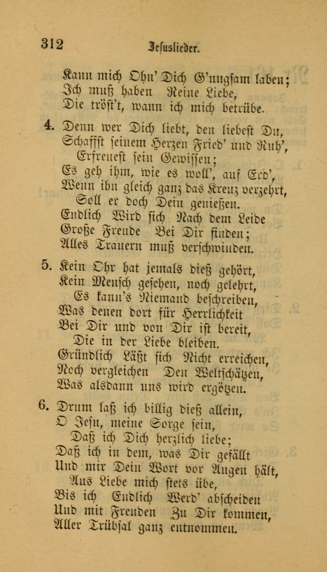 Deutsches Gesangbuch: eine auswahl geistlicher Lieder aus allen Zeiten der Christlichen Kirche für kirchliche und häusliche Gebrauch (Neue, verb. und verm. Aufl) page 312