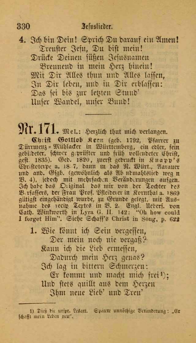 Deutsches Gesangbuch: eine auswahl geistlicher Lieder aus allen Zeiten der Christlichen Kirche für kirchliche und häusliche Gebrauch (Neue, verb. und verm. Aufl) page 330