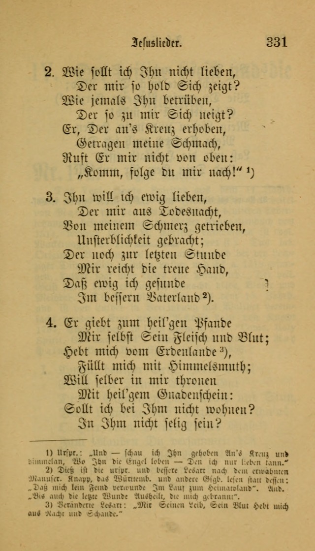 Deutsches Gesangbuch: eine auswahl geistlicher Lieder aus allen Zeiten der Christlichen Kirche für kirchliche und häusliche Gebrauch (Neue, verb. und verm. Aufl) page 331