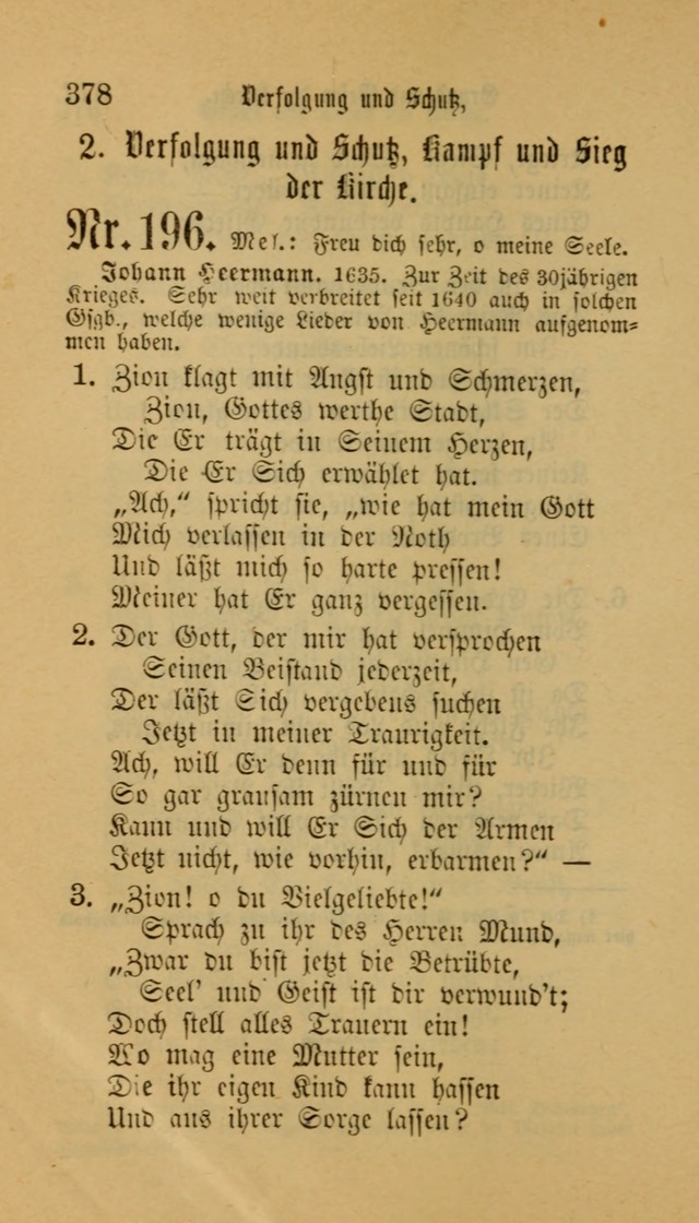 Deutsches Gesangbuch: eine auswahl geistlicher Lieder aus allen Zeiten der Christlichen Kirche für kirchliche und häusliche Gebrauch (Neue, verb. und verm. Aufl) page 378