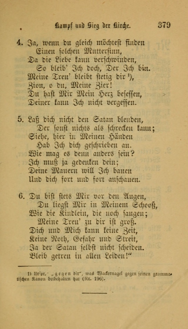 Deutsches Gesangbuch: eine auswahl geistlicher Lieder aus allen Zeiten der Christlichen Kirche für kirchliche und häusliche Gebrauch (Neue, verb. und verm. Aufl) page 379