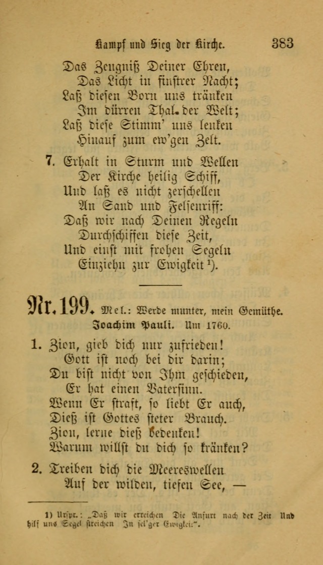 Deutsches Gesangbuch: eine auswahl geistlicher Lieder aus allen Zeiten der Christlichen Kirche für kirchliche und häusliche Gebrauch (Neue, verb. und verm. Aufl) page 383