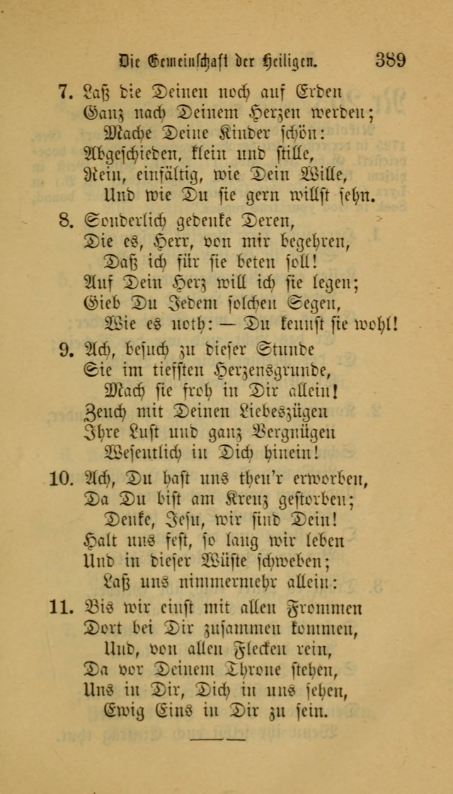 Deutsches Gesangbuch: eine auswahl geistlicher Lieder aus allen Zeiten der Christlichen Kirche für kirchliche und häusliche Gebrauch (Neue, verb. und verm. Aufl) page 389