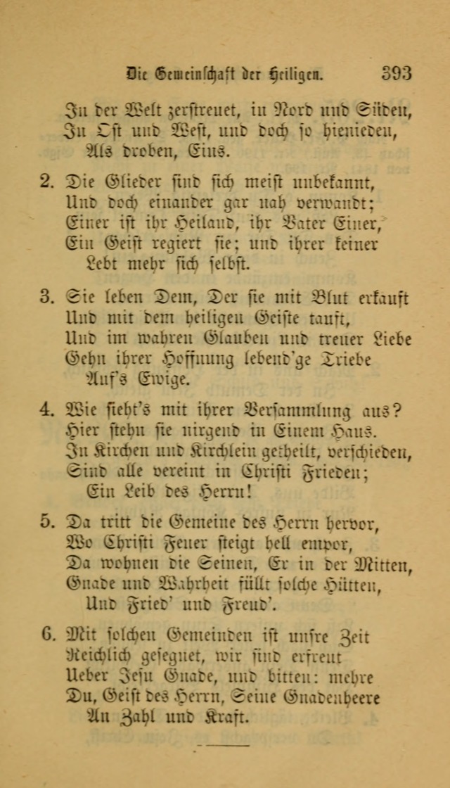 Deutsches Gesangbuch: eine auswahl geistlicher Lieder aus allen Zeiten der Christlichen Kirche für kirchliche und häusliche Gebrauch (Neue, verb. und verm. Aufl) page 393