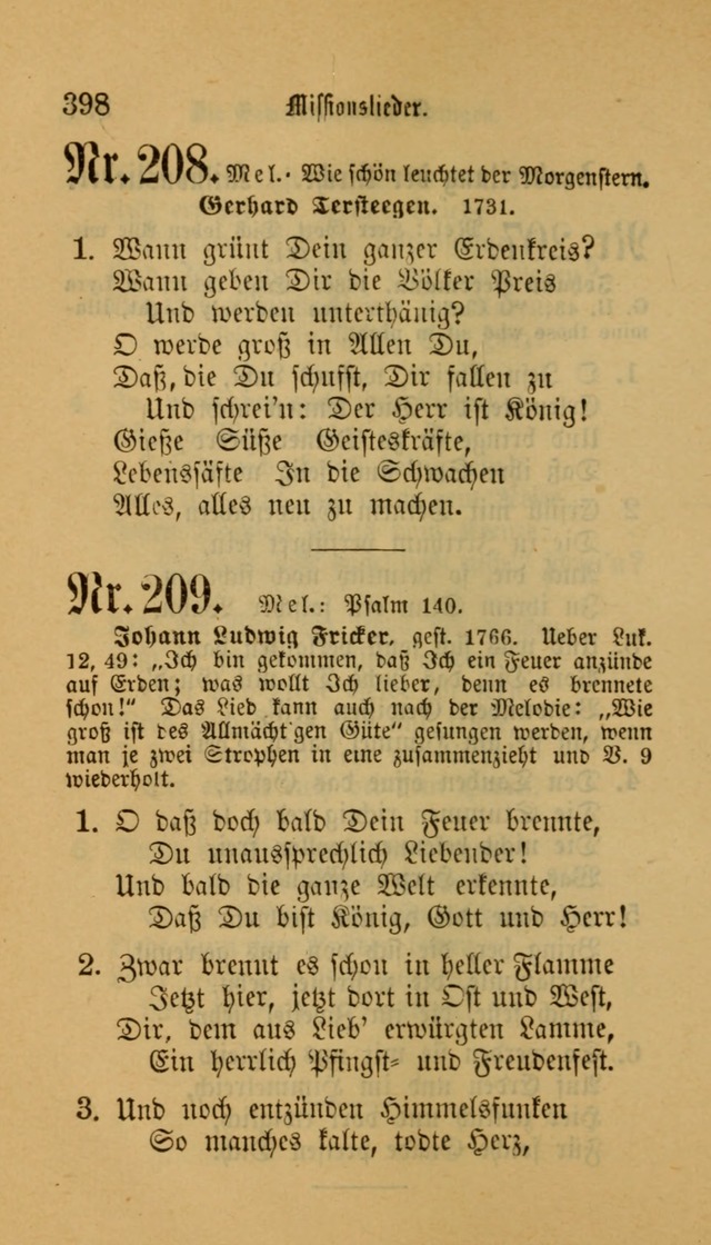 Deutsches Gesangbuch: eine auswahl geistlicher Lieder aus allen Zeiten der Christlichen Kirche für kirchliche und häusliche Gebrauch (Neue, verb. und verm. Aufl) page 398