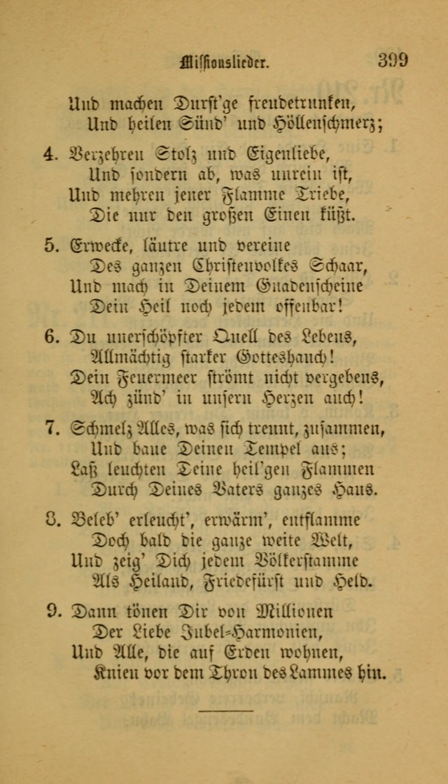 Deutsches Gesangbuch: eine auswahl geistlicher Lieder aus allen Zeiten der Christlichen Kirche für kirchliche und häusliche Gebrauch (Neue, verb. und verm. Aufl) page 399