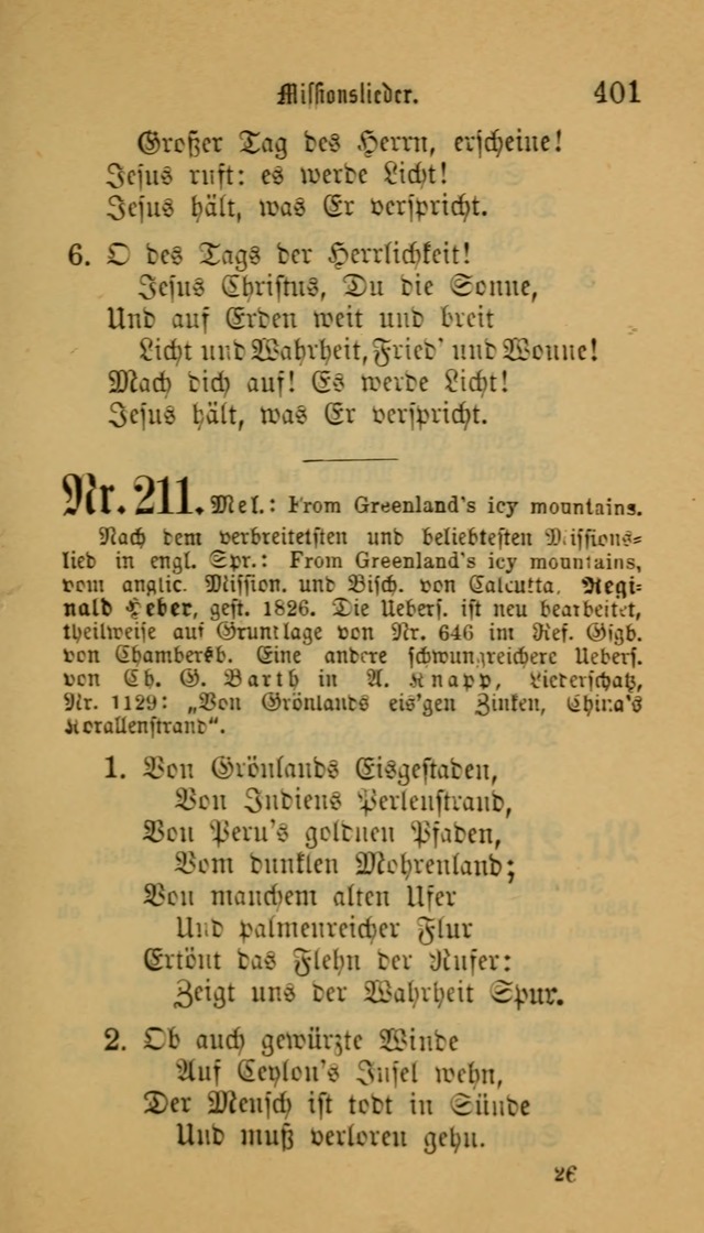 Deutsches Gesangbuch: eine auswahl geistlicher Lieder aus allen Zeiten der Christlichen Kirche für kirchliche und häusliche Gebrauch (Neue, verb. und verm. Aufl) page 401