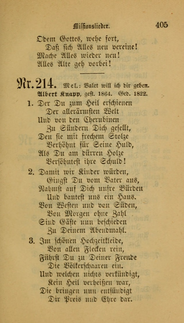 Deutsches Gesangbuch: eine auswahl geistlicher Lieder aus allen Zeiten der Christlichen Kirche für kirchliche und häusliche Gebrauch (Neue, verb. und verm. Aufl) page 405