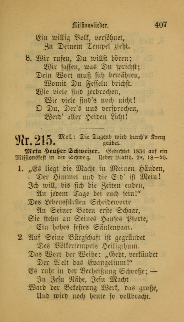 Deutsches Gesangbuch: eine auswahl geistlicher Lieder aus allen Zeiten der Christlichen Kirche für kirchliche und häusliche Gebrauch (Neue, verb. und verm. Aufl) page 407