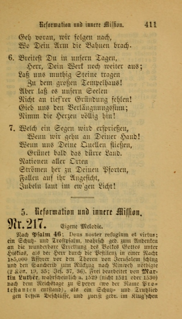 Deutsches Gesangbuch: eine auswahl geistlicher Lieder aus allen Zeiten der Christlichen Kirche für kirchliche und häusliche Gebrauch (Neue, verb. und verm. Aufl) page 411