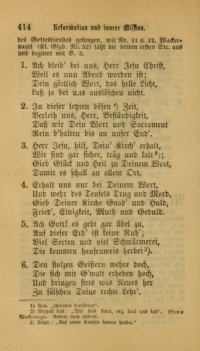 Deutsches Gesangbuch: eine auswahl geistlicher Lieder aus allen Zeiten der Christlichen Kirche für kirchliche und häusliche Gebrauch (Neue, verb. und verm. Aufl) page 414