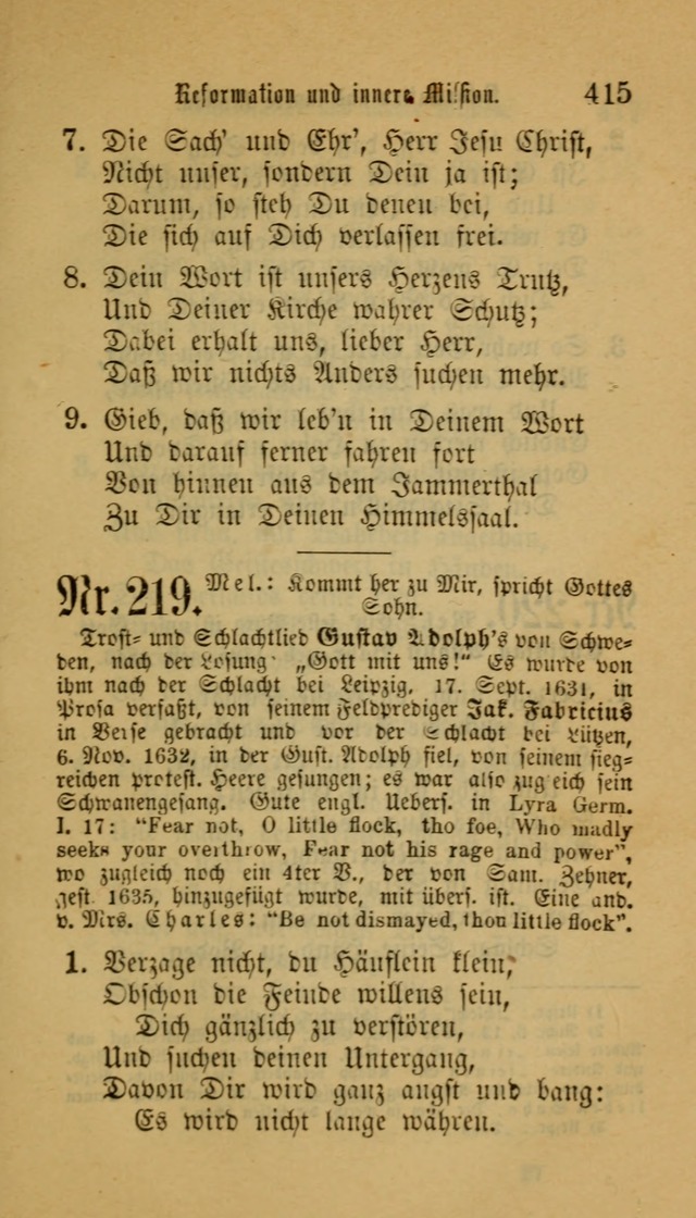 Deutsches Gesangbuch: eine auswahl geistlicher Lieder aus allen Zeiten der Christlichen Kirche für kirchliche und häusliche Gebrauch (Neue, verb. und verm. Aufl) page 415