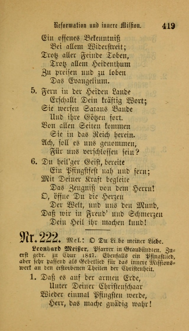 Deutsches Gesangbuch: eine auswahl geistlicher Lieder aus allen Zeiten der Christlichen Kirche für kirchliche und häusliche Gebrauch (Neue, verb. und verm. Aufl) page 419