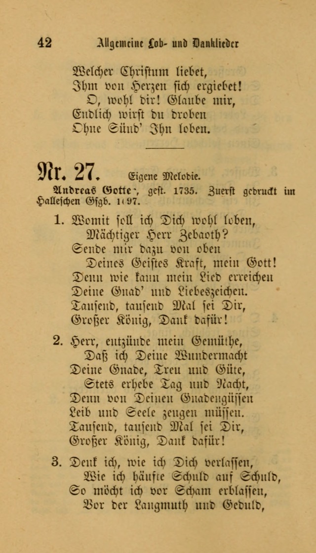 Deutsches Gesangbuch: eine auswahl geistlicher Lieder aus allen Zeiten der Christlichen Kirche für kirchliche und häusliche Gebrauch (Neue, verb. und verm. Aufl) page 42