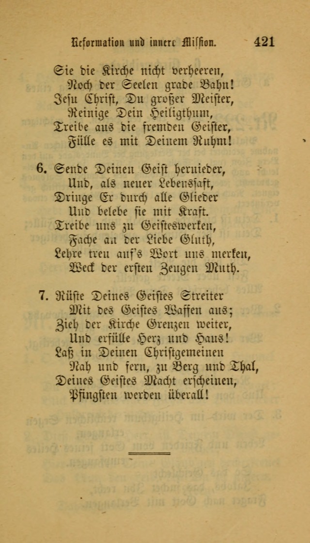 Deutsches Gesangbuch: eine auswahl geistlicher Lieder aus allen Zeiten der Christlichen Kirche für kirchliche und häusliche Gebrauch (Neue, verb. und verm. Aufl) page 421