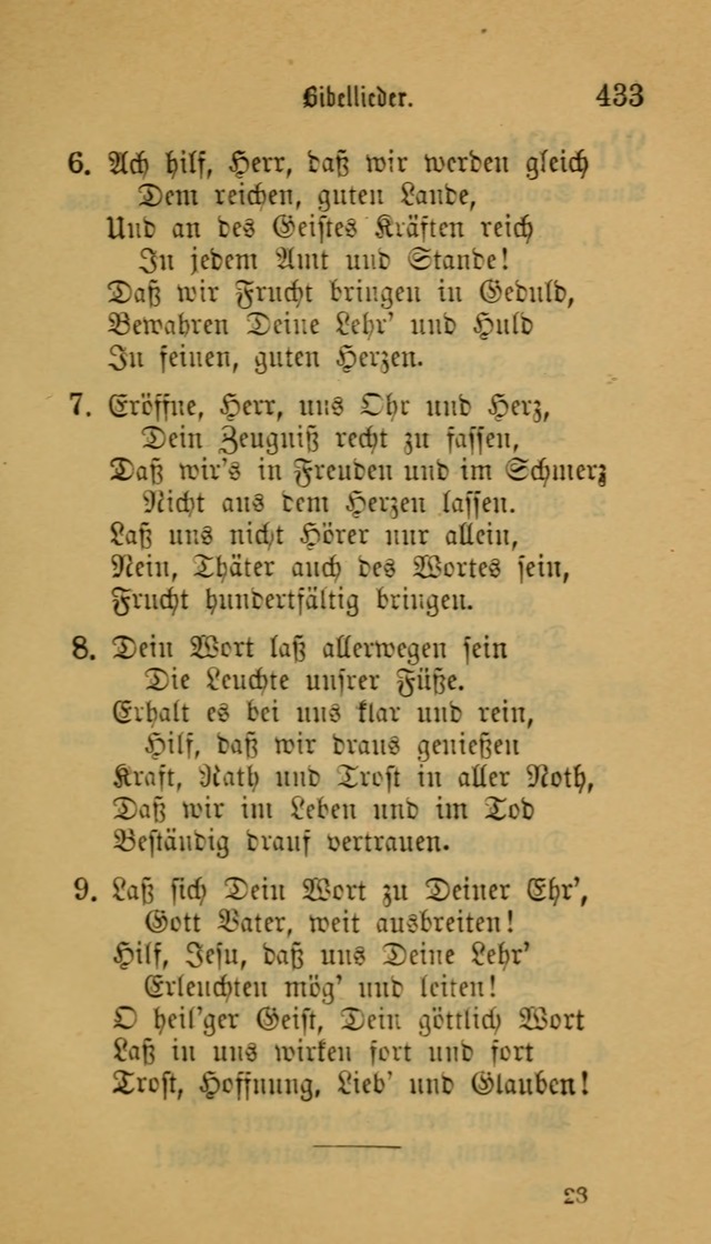 Deutsches Gesangbuch: eine auswahl geistlicher Lieder aus allen Zeiten der Christlichen Kirche für kirchliche und häusliche Gebrauch (Neue, verb. und verm. Aufl) page 433