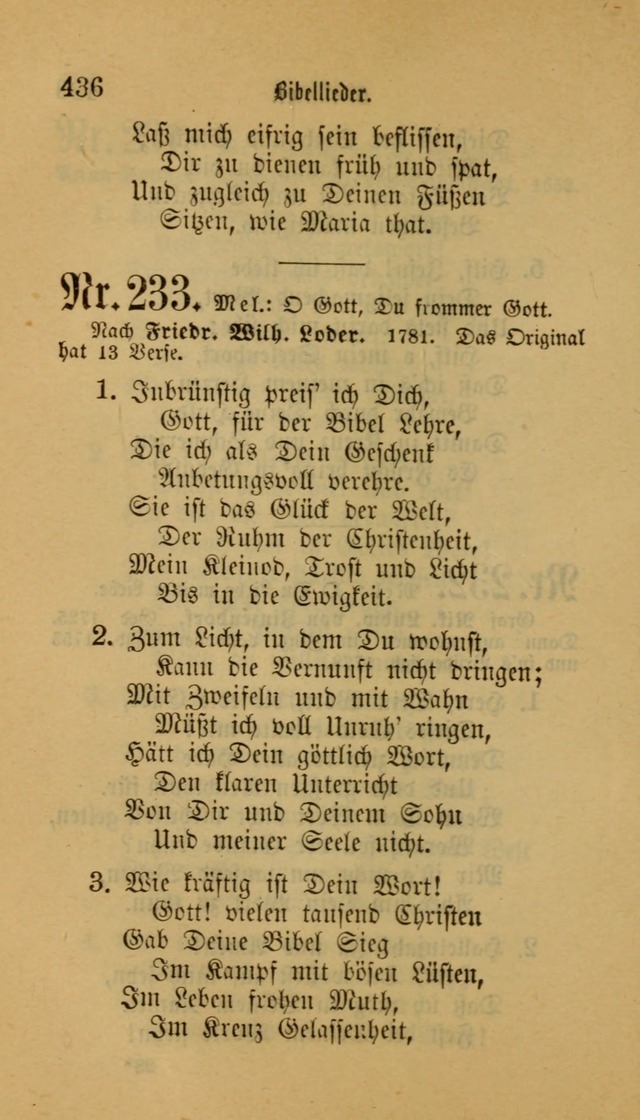 Deutsches Gesangbuch: eine auswahl geistlicher Lieder aus allen Zeiten der Christlichen Kirche für kirchliche und häusliche Gebrauch (Neue, verb. und verm. Aufl) page 436