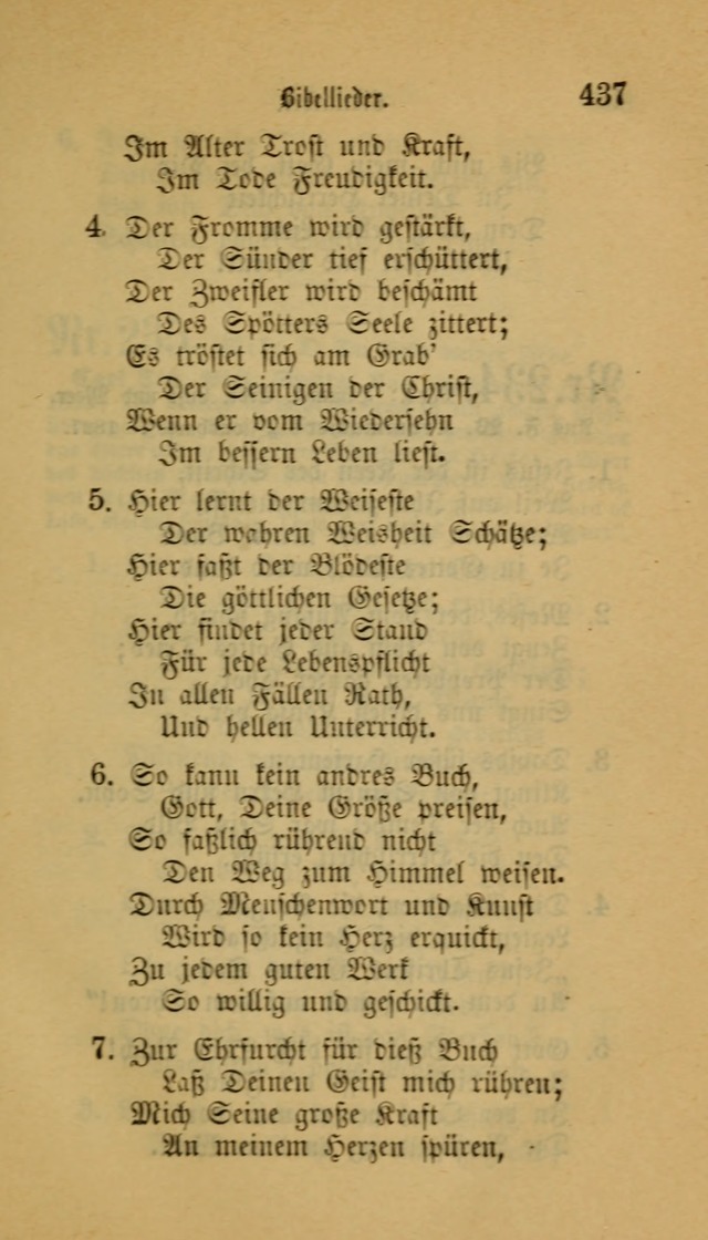 Deutsches Gesangbuch: eine auswahl geistlicher Lieder aus allen Zeiten der Christlichen Kirche für kirchliche und häusliche Gebrauch (Neue, verb. und verm. Aufl) page 437