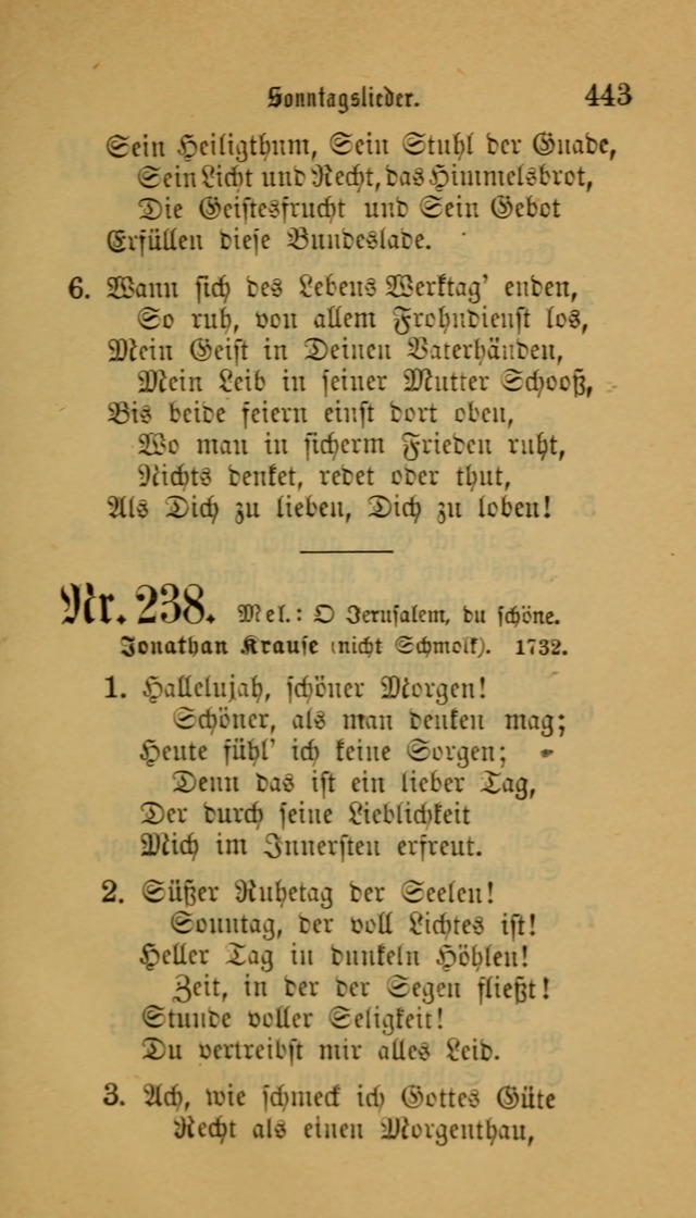 Deutsches Gesangbuch: eine auswahl geistlicher Lieder aus allen Zeiten der Christlichen Kirche für kirchliche und häusliche Gebrauch (Neue, verb. und verm. Aufl) page 443